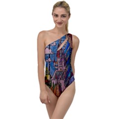 Castle Building Stained Glass To One Side Swimsuit by Cemarart