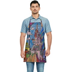 Castle Building Stained Glass Kitchen Apron by Cemarart