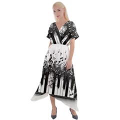 Piano Sounds Cross Front Sharkbite Hem Maxi Dress by RiverRootz