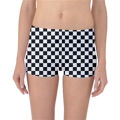 Pattern Checkered Squares Black White Pattern Reversible Boyleg Bikini Bottoms by Sabxi