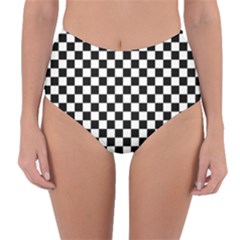 Pattern Checkered Squares Black White Pattern Reversible High-waist Bikini Bottoms by Sabxi