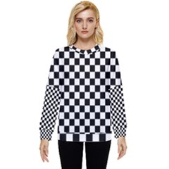 Pattern Checkered Squares Black White Pattern Hidden Pocket Sweatshirt by Sabxi