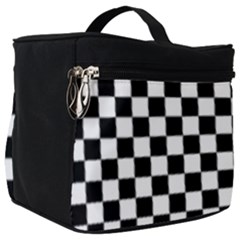 Pattern Checkered Squares Black White Pattern Make Up Travel Bag (big) by Sabxi