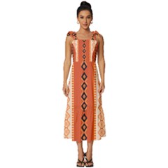 Geometrical Geometric Pattern Tie-strap Tiered Midi Chiffon Dress by Sabxi