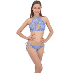 Abstract Pattern Cross Front Halter Bikini Set by Sabxi