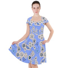 Abstract Pattern Cap Sleeve Midi Dress by Sabxi