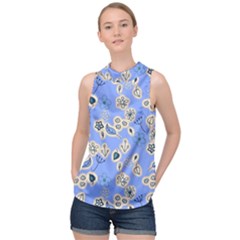 Abstract Pattern High Neck Satin Top by Sabxi