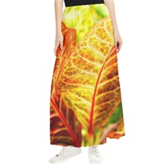 Leaves Plant Pattern Croton Nature Maxi Chiffon Skirt by Sabxi