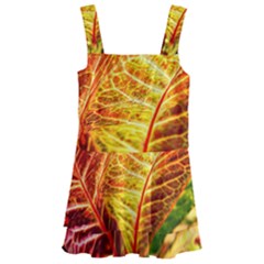 Leaves Plant Pattern Croton Nature Kids  Layered Skirt Swimsuit by Sabxi