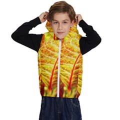 Leaves Plant Pattern Croton Nature Kids  Stylish Hooded Puffer Vest by Sabxi