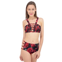 Red Roses Cage Up Bikini Set by Sabxi