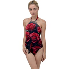 Red Roses Go With The Flow One Piece Swimsuit by Sabxi