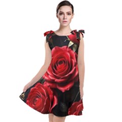 Red Roses Tie Up Tunic Dress by Sabxi