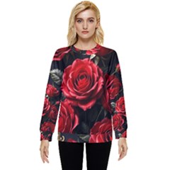 Red Roses Hidden Pocket Sweatshirt by Sabxi