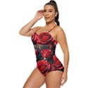 Red Roses Retro Full Coverage Swimsuit View2