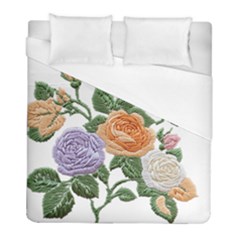 Embroidery Roses Floral Design Duvet Cover (full/ Double Size) by Sabxi