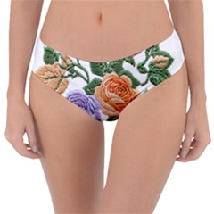 Embroidery Roses Floral Design Reversible Classic Bikini Bottoms by Sabxi