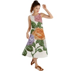 Embroidery Roses Floral Design Summer Maxi Dress by Sabxi