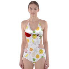 Pattern Seamless Texture Fruit Cut-out One Piece Swimsuit by Sabxi