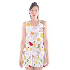 Pattern Seamless Texture Fruit Scoop Neck Skater Dress by Sabxi