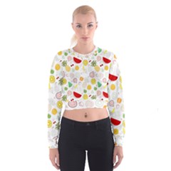 Pattern Seamless Texture Fruit Cropped Sweatshirt by Sabxi