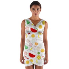 Pattern Seamless Texture Fruit Wrap Front Bodycon Dress by Sabxi