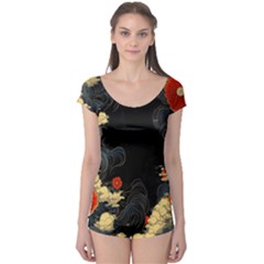 Korean Art Flowers Asian Pattern Boyleg Leotard  by Sabxi