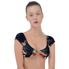 Korean Art Flowers Asian Pattern Cap Sleeve Ring Bikini Top by Sabxi