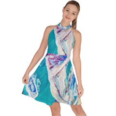 Seascape Sleeveless Halter Neck A-line Dress by bestdesignintheworld