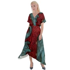 Birds Cross Front Sharkbite Hem Maxi Dress by bestdesignintheworld