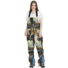 Clock And Lady Women s Front Zip Ski And Snowboard Bib Pants by bestdesignintheworld