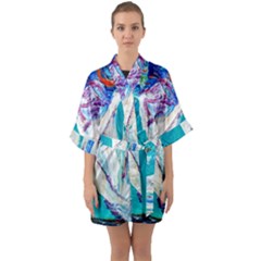 Sailing Boat Half Sleeve Satin Kimono  by bestdesignintheworld