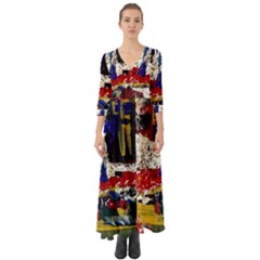 Abstract-1 Button Up Boho Maxi Dress by bestdesignintheworld