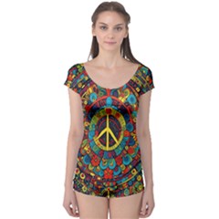 Peace Abstract Pattern Creative Drawing Boyleg Leotard  by Posterlux