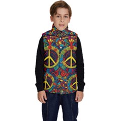 Peace Abstract Pattern Creative Drawing Kid s Button Up Puffer Vest by Posterlux