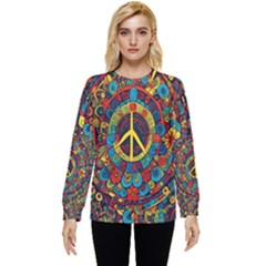 Peace Abstract Pattern Creative Drawing Hidden Pocket Sweatshirt by Posterlux