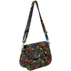 Shapes Pattern Saddle Handbag by Posterlux