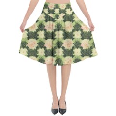 Retro 1880s Flowers Pattern 15 Flared Midi Skirt by violetheavensky