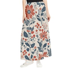 Retro Scandinavian Nordic Flowers Pattern Maxi Chiffon Skirt by violetheavensky