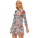 Retro Scandinavian Nordic Flowers Pattern Long Sleeve Babydoll Dress View2