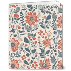 Retro Scandinavian Nordic Flowers Pattern 8  X 10  Softcover Notebook by violetheavensky