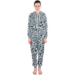 Retro Scandinavian Nordic Flowers Pattern 5 Hooded Jumpsuit (ladies) by violetheavensky