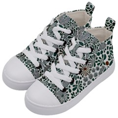 Retro Scandinavian Nordic Flowers Pattern 5 Kids  Mid-top Canvas Sneakers by violetheavensky