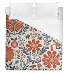 Retro Scandinavian Nordic Flowers Pattern 3 Duvet Cover (queen Size) by violetheavensky