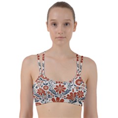 Retro Scandinavian Nordic Flowers Pattern 3 Line Them Up Sports Bra by violetheavensky