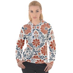 Retro Scandinavian Nordic Flowers Pattern 3 Women s Overhead Hoodie by violetheavensky