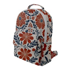 Retro Scandinavian Nordic Flowers Pattern 3 Flap Pocket Backpack (large) by violetheavensky