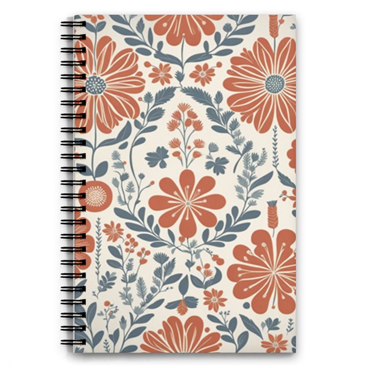 Retro Scandinavian Nordic Flowers Pattern 3 Notebooks