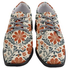 Retro Scandinavian Nordic Flowers Pattern 3 Women Heeled Oxford Shoes by violetheavensky