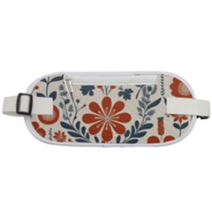 Retro Scandinavian Nordic Flowers Pattern 3 Rounded Waist Pouch by violetheavensky